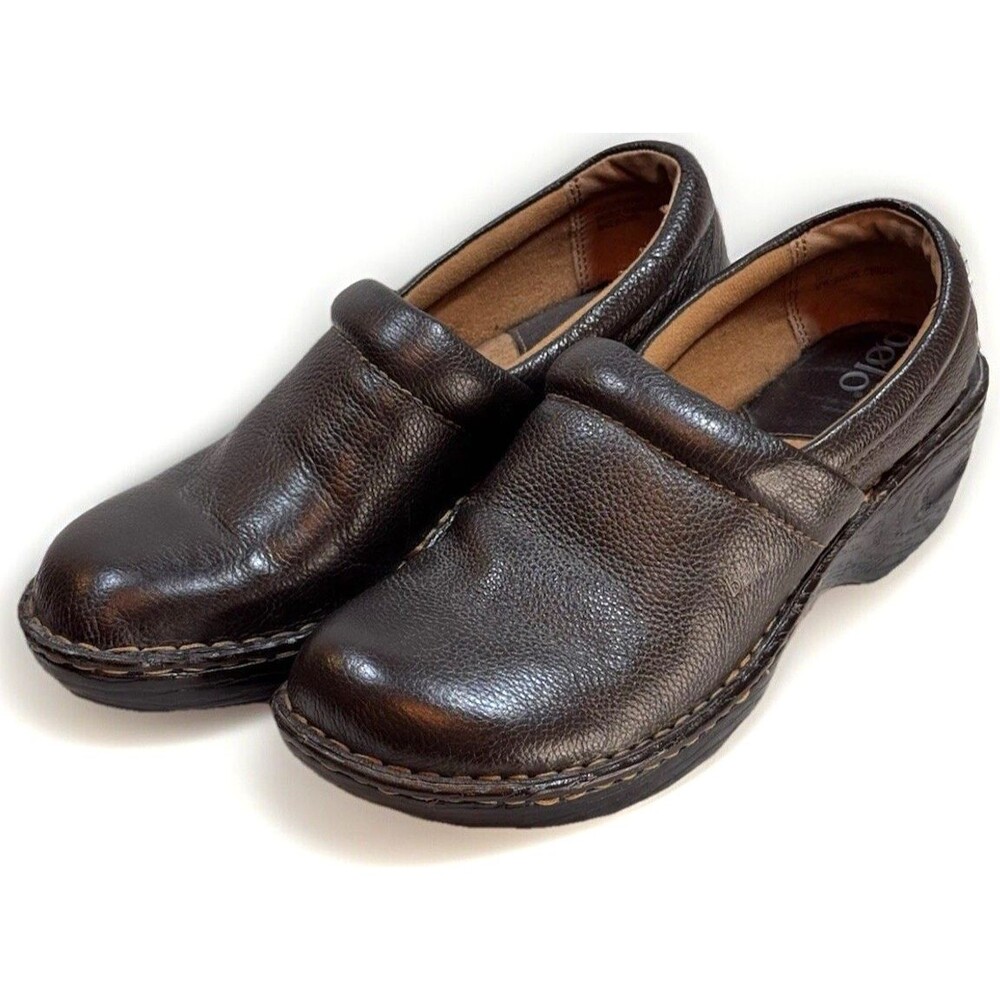 Bølo by Børn Women Shoes Clog Brown 10M Pebbled‎ Leather Slip On Casual